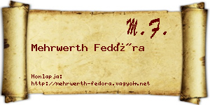 Mehrwerth Fedóra névjegykártya
